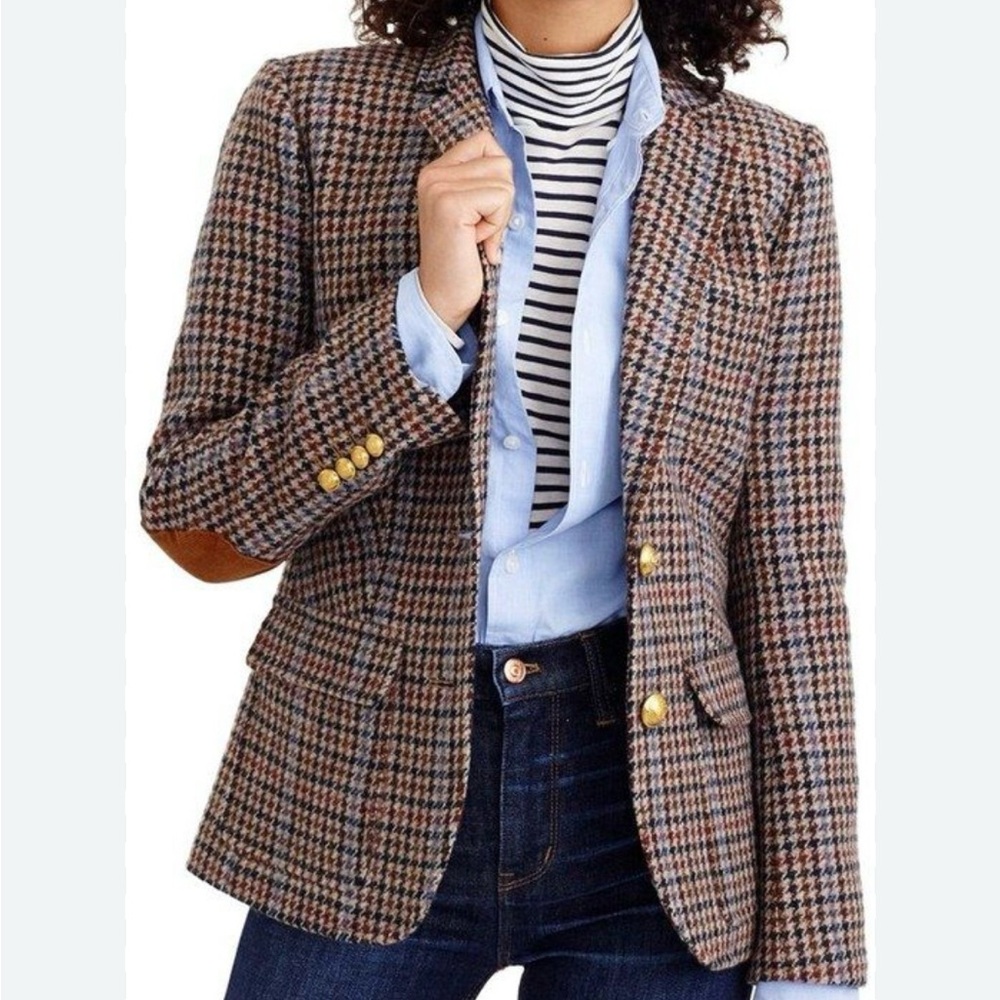 J. Crew Brown and Tan Houndstooth Blazer